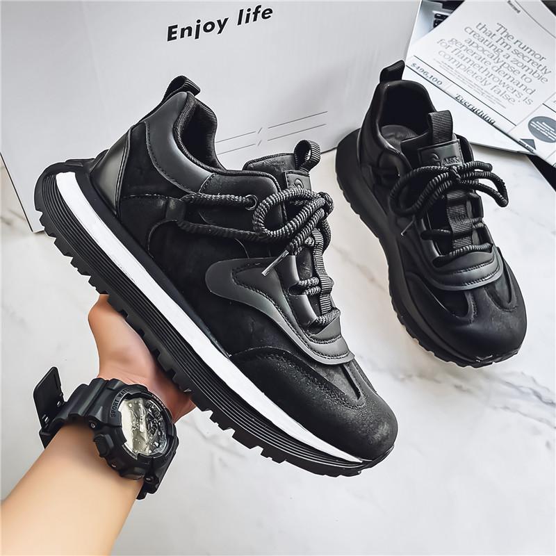 

Мужская обувь в гонконгском стиле, весенняя нескользящая спортивная обувь Forrest Gump, молодежная обувь высокого класса, модный бренд, папины туфли, увеличивающие рост, белые туфли 44 чёрный