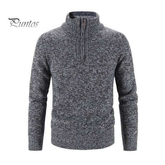 

Мужской свитер, пальто, полумолния, трикотаж, эластичный, с длинными рукавами, воротником-стойкой, верхняя одежда, чистый цвет, повседневная одежда в английском стиле, школьный свитер средней длины XL