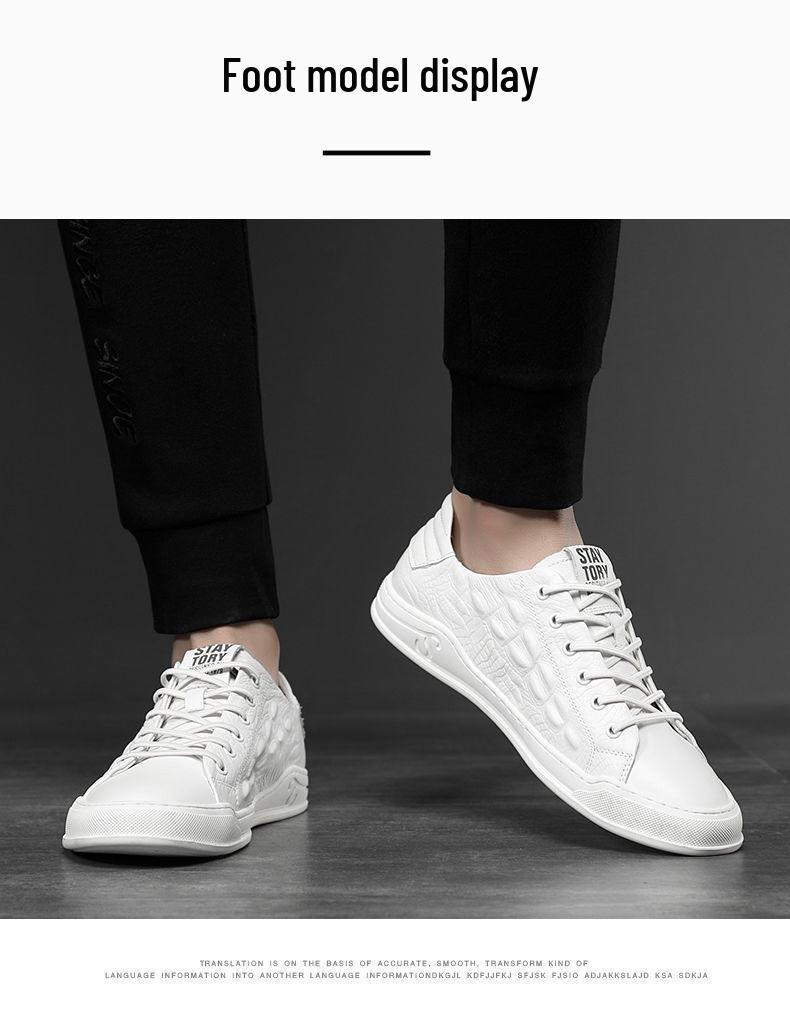 Cowhide Men's Sneakers 2025: New Soft Leather, Trendy Versatile White Shoes for Autumn/Winter Casual Wear