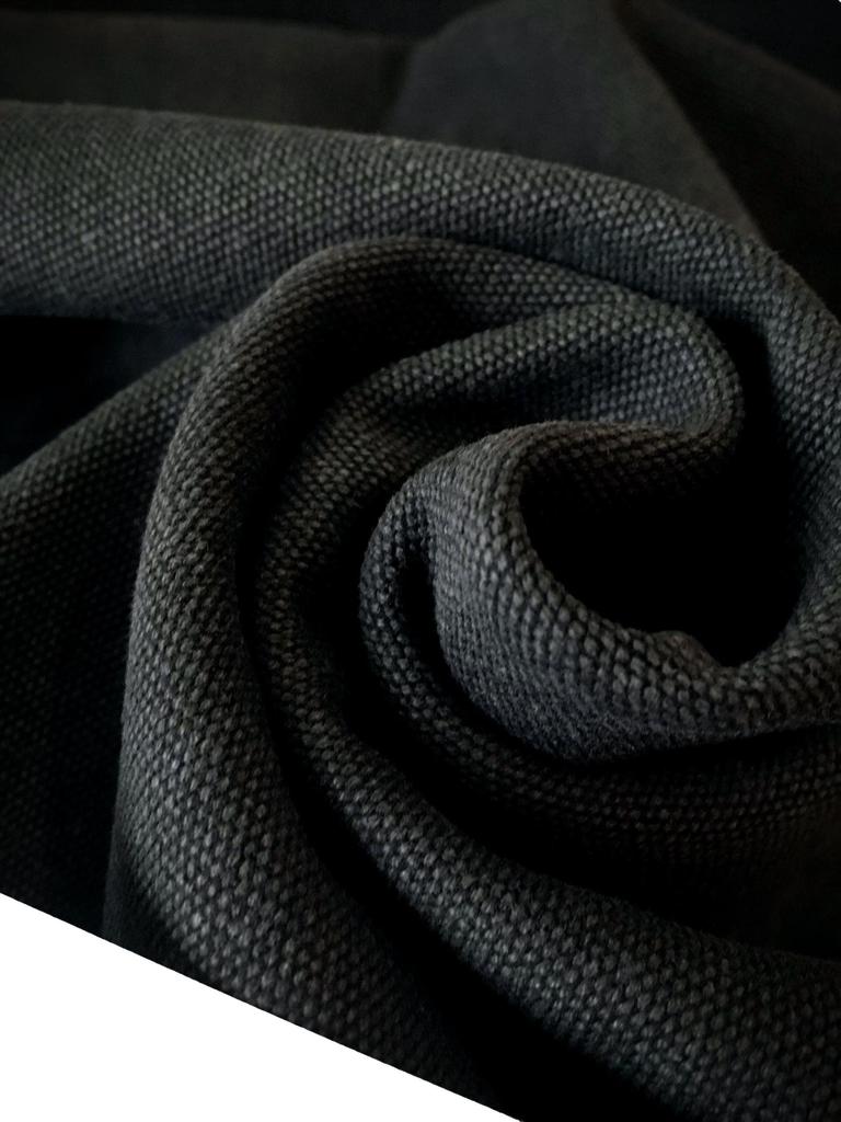 Washed Canvas Washable Discoloration Canvas Thick Plain Fabric Canvas Fabric Campus Fabric Cotton Craft Handmade (Black 1m)