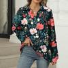Women's Summer Fashion Casual  Printed V-Neck Long Sleeve Shirt Top