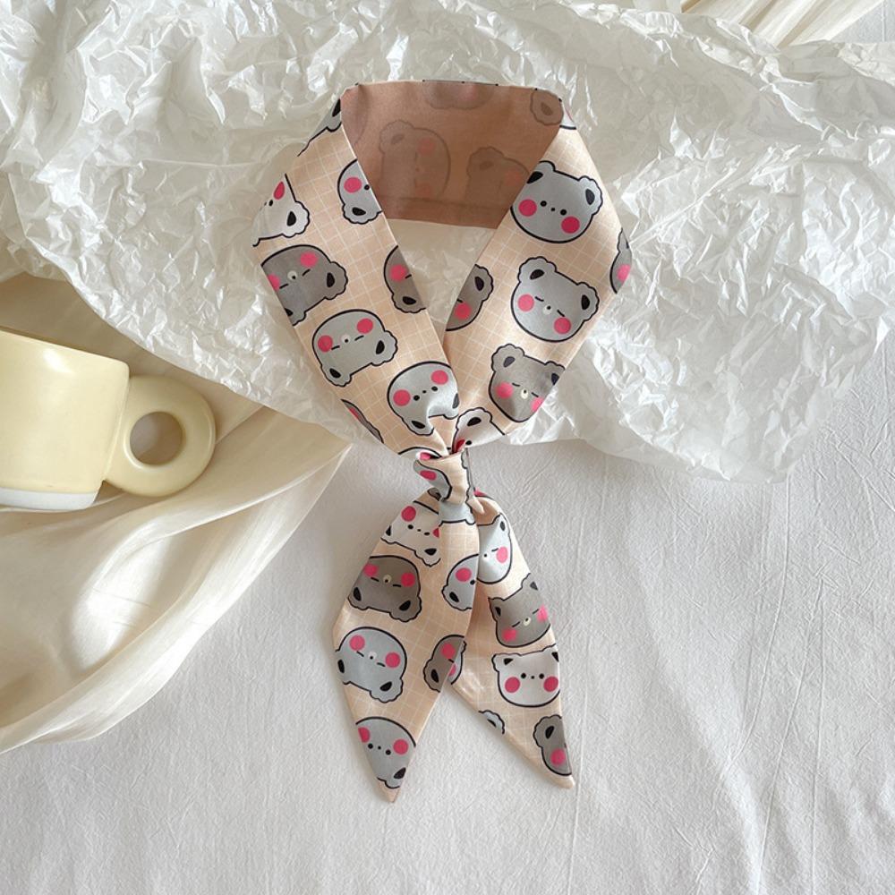 Luxury Women Silk Scarf, Skinny Foulard Bag Scarf, Neckerchief Headband