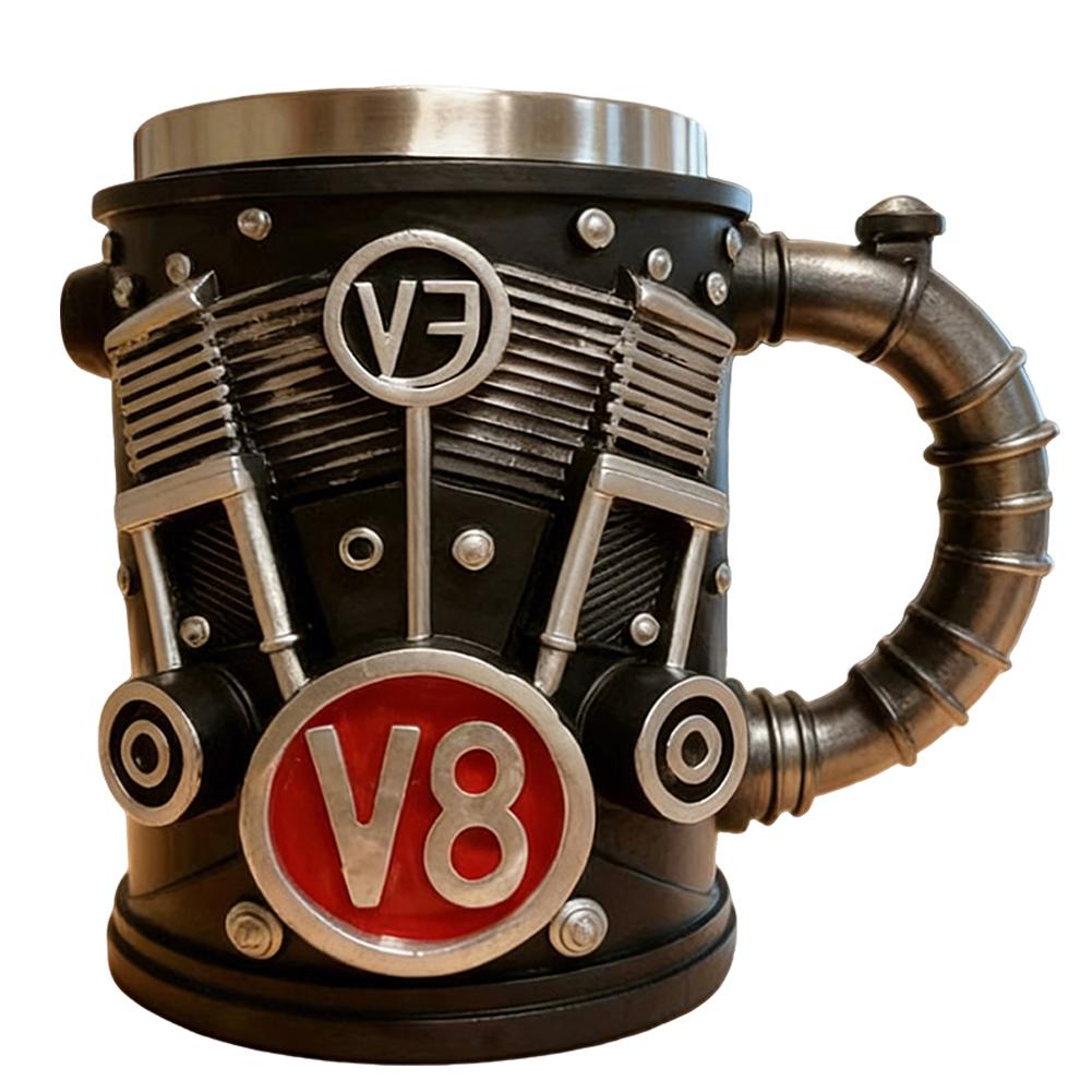 

2025 V6 V8 Makeup Creative Resin Stainless Steel Water Cup Personalized Wine Cup Gift Decoration Coffee Mug Cool Idea 301-400ml