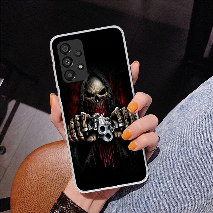 Reaper Skull Skeleton Gun Phone Case For Samsung Galaxy A17 A16 A15 A14 A13 A57 A56 A55 A54 A53 A37 A36 A35 A34 A33 A26 A25 A24