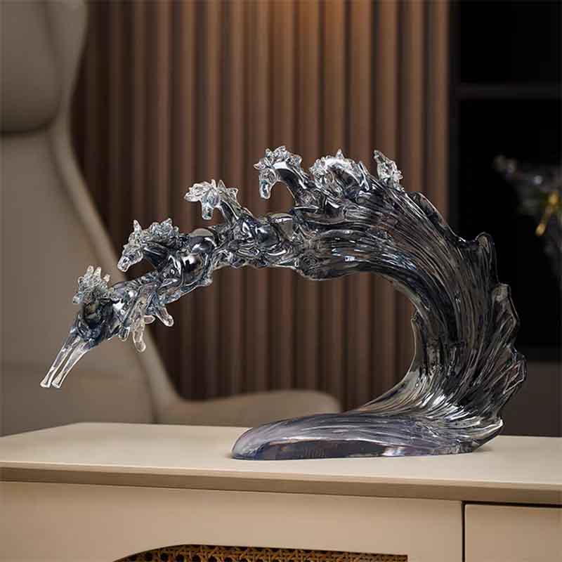 Transparent Resin Handicraft Horse Sculpture Ornaments Living Room TV Cabinet Desktop Decoration Creative Artworks Statue Gifts
