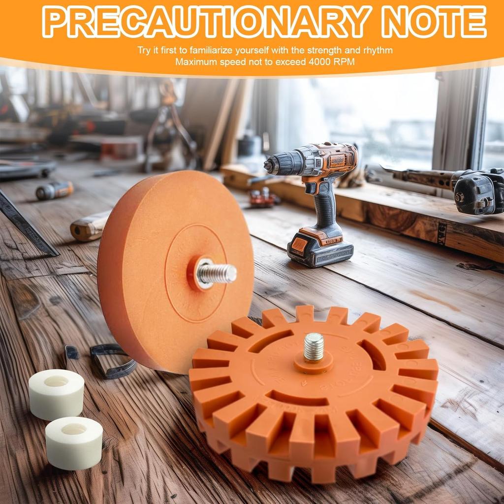 2 Packs Of Sticker Remover Rubber Wheels, 4-Inch Rubber Wheels With Drill Bit Adapters, Are Cleaning Tools For Removing Decals, Tapes, And Vinyl