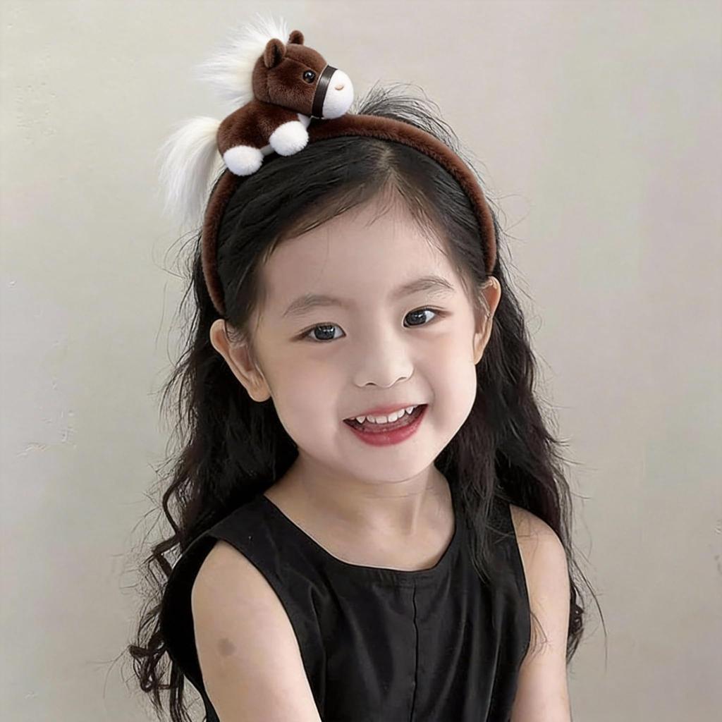 ZHEJIA Horse Horse Animal Hair 2026 Year of the Horse Plush Cute and New Cultural School Photo Unisex Headband, 2-Piece Set, Headband, Headband,