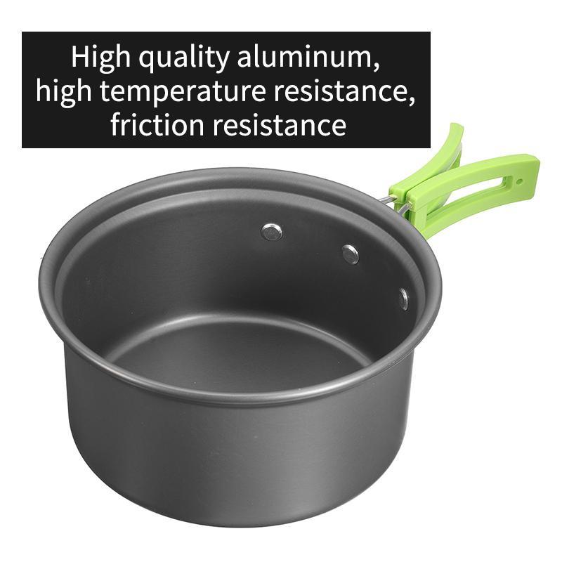 Kit da Campeggio Portatile da 14 Pezzi Set da Cucina da Esterno in Alluminio per Viaggi Escursionismo Picnic Barbecue Attrezzatura da Tavola