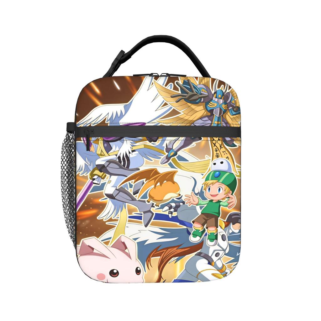 Digimon Lunch Bag Fashion Lunch Box For Girls Travel Convenient Cooler Bag Oxford Print Tote Food Bags