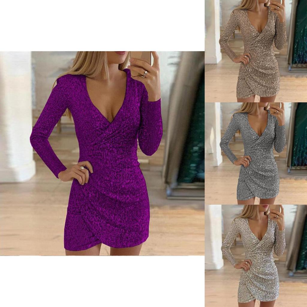 Elegant Women Sequin Christmas Bodycon Dress For Evening Parties And Events