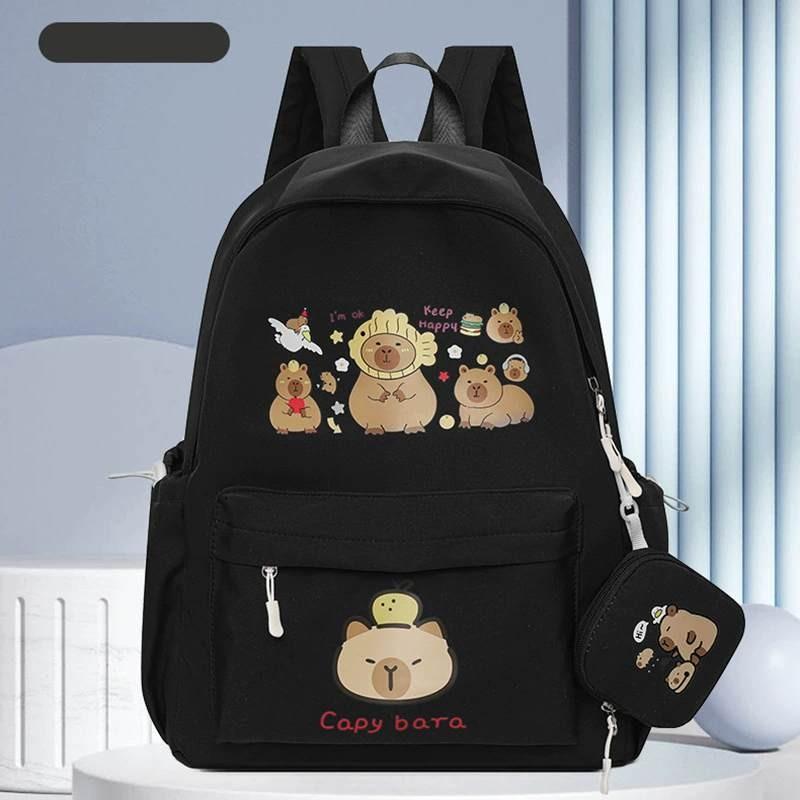 

Capybara Student Backpack With Large Capacity Waterresistant Durable Nylon For School And College чёрный