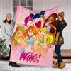 1pc W-Winx Club Theme Blanket - Digital Print, Polyester, Cozy for All Seasons, Perfect for Outdoor, and Travel