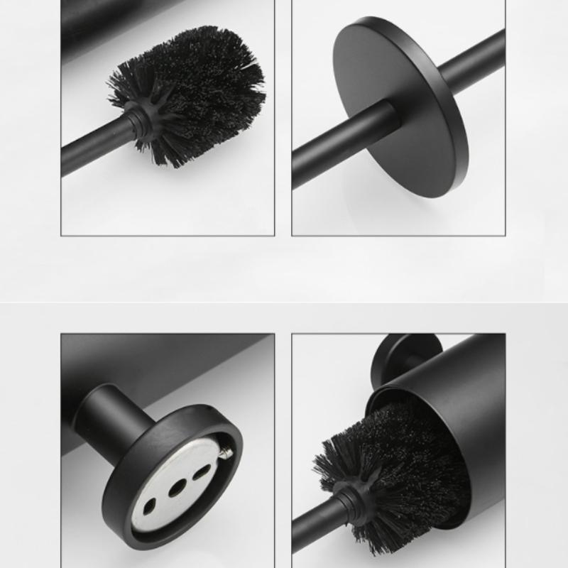 Stainless Steel Black Toilet Brush Set, Toilet Brush and Holder, Deodorizing Long Tube