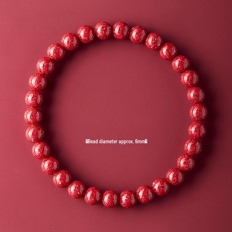 

Guizhou Tongren Fully Translucent Natural Cinnabar Bracelet Cinnabar