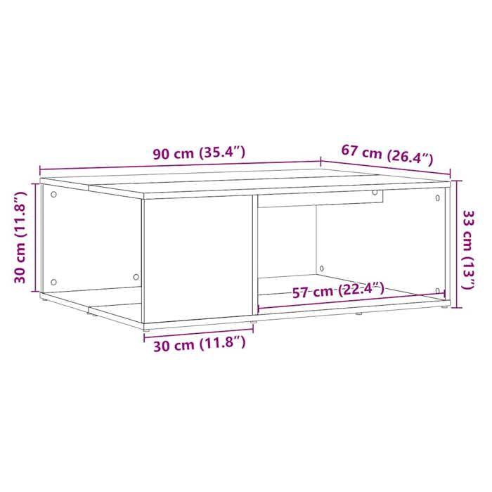 VidaXL Table basse vieux bois 90x67x33 cm bois d'ingénierie, table d'appoint, table de salon, table latérale, bout de 856552