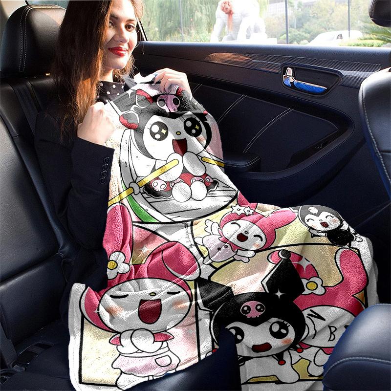 1pc Sanrio Cute Characters Themed Cartoon Blanket, Seasonal Home Decor Gift for Family and Friend, Soft Throw Blanket Perfect for Couch or Bed, Cute C