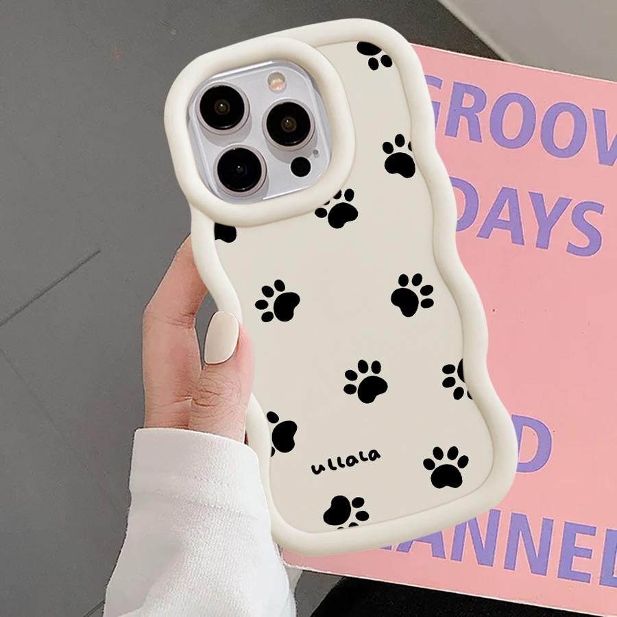Cute Kitten Paw Prints Case for iPhone 16 Pro Max 14 XR 8 11 13 17 Air 12 15 Plus Soft Phone Cover