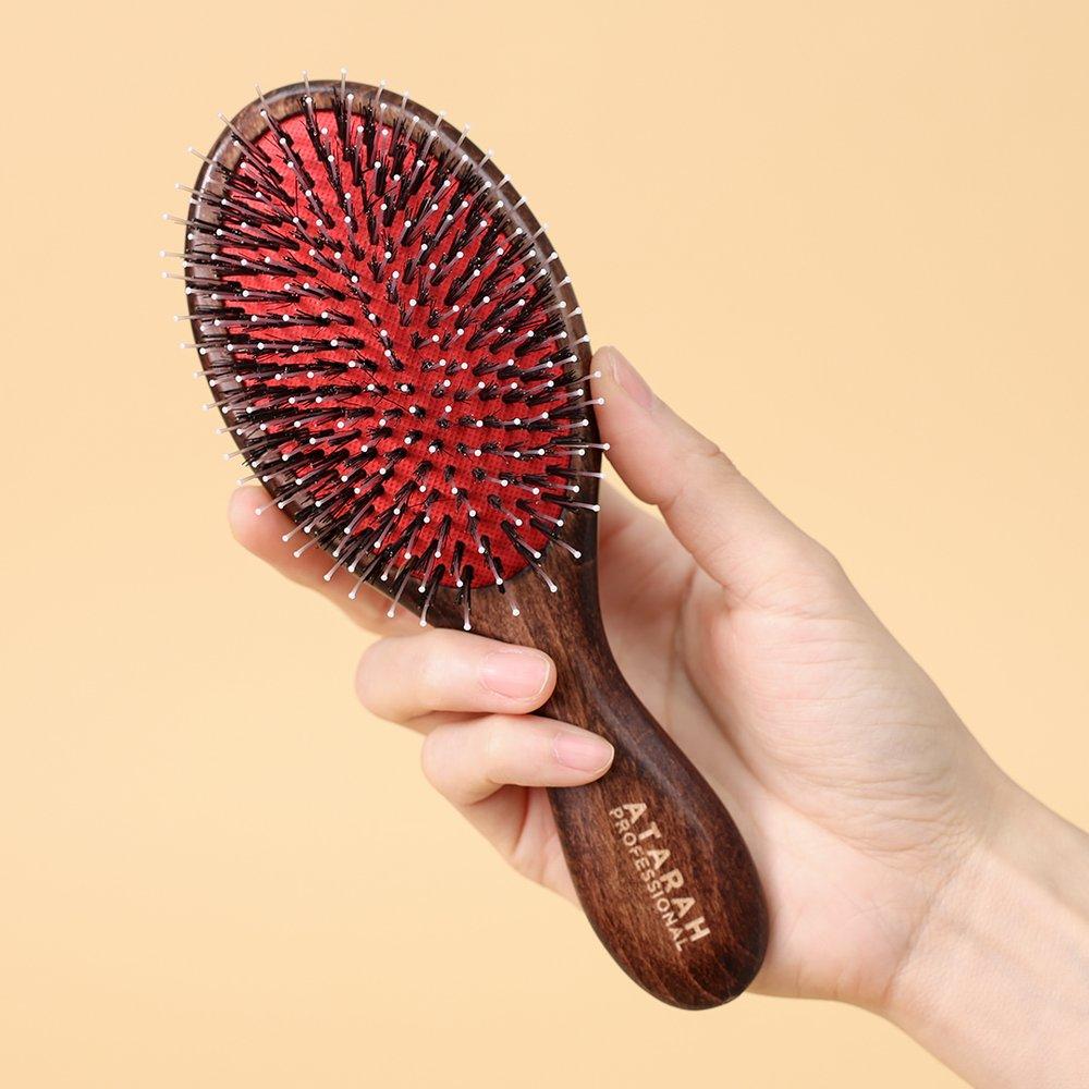 Atarah Donmo Cushion Wooden Compact Hair Brush AT-PWCB
