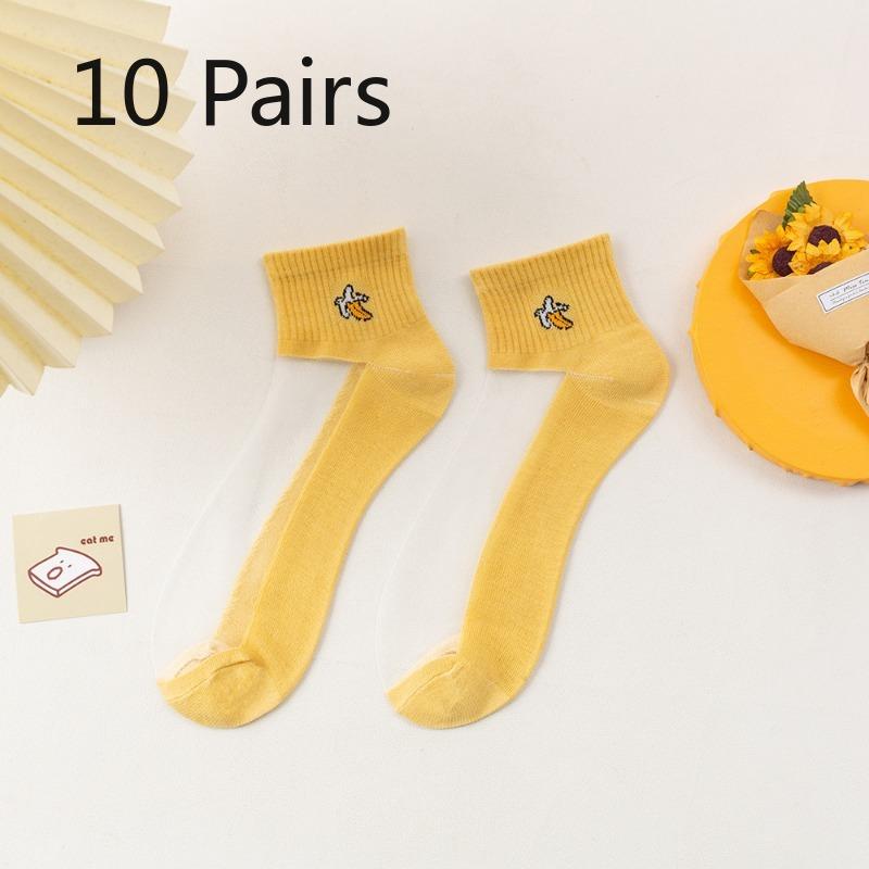 

10 пар женских тонких низких носков из сетки, дышащих, из хрустального шелка, для весны и лета 10 Pairs