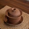 Coarse Pottery Old Rock Clay Raw Gaiwan Ore Handmade Tea Tureen  Anti-Scald Large Tea Bowl Chinese Traditional Tea Set Household