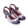 Johnature Women's Shoes Genuine Leather Retro Splicing Lace Comfortable Middle Heel Sandals