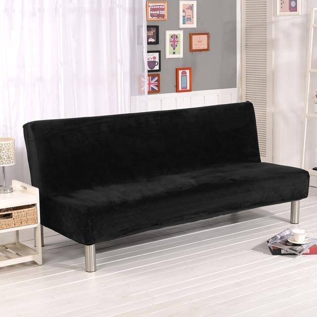 Solid Hued Plush Living Sofa Cover Without Armrest Sofa Bed Cover All Inclusive Folding Sofa Cover Sofa Furniture Towel Couch Cover 1pc S size