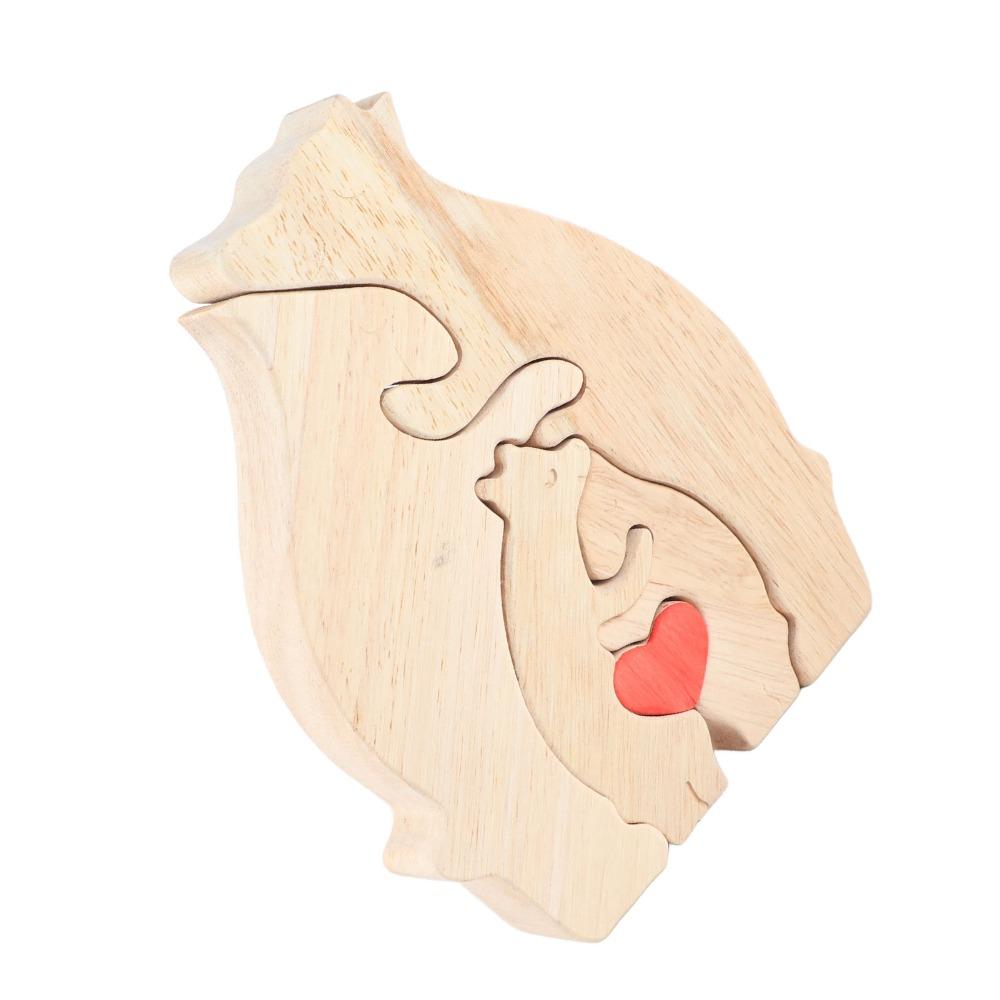 4.72x5.91x0.79in Beech Wood Bear Puzzle Ornament  Cabinet Surface Layout Craft