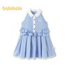 Balabala Girls' 2026 Summer Preppy Plaid Sleeveless Dress