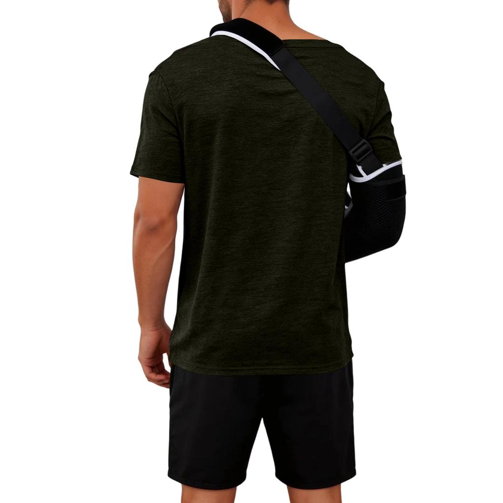 Herren Kurzarm-Regenerationsshirt mit durchgehender Knopfleiste und abnehmbaren Seiten Adaptives Oberteil zur Unterstützung der Mobilität