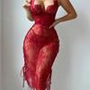 Toucheart Sexy Lace Hollow Out Solid Color Interesting Bodycon Dress Slim Backless Embroiderysee-through Womenunderwear Sexy Set