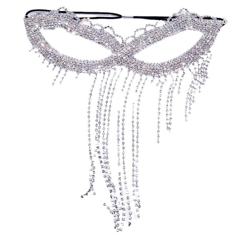 New Accessories Fringed Rhinestone Eye Mask Creative Face Mask Nightclub Party Flash Diamond Mask