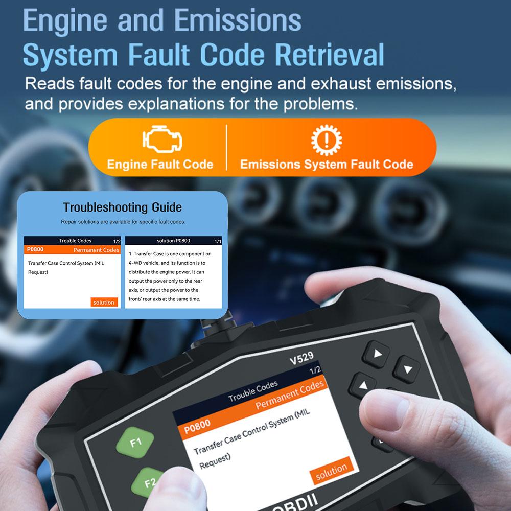 Code Reader Car OBD2 Diagnostic Tools V529 Fault Code Clear Check Engine System Clear/Erase Codes Battery Tester