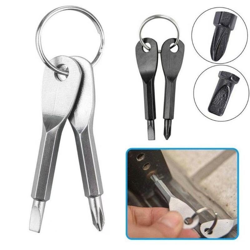 Keychain Cross Screw Phillips Slotted Screwdriver Set Mini Pocket Keyring Repair Tool Outdoor Survival Portable Gadget EDC