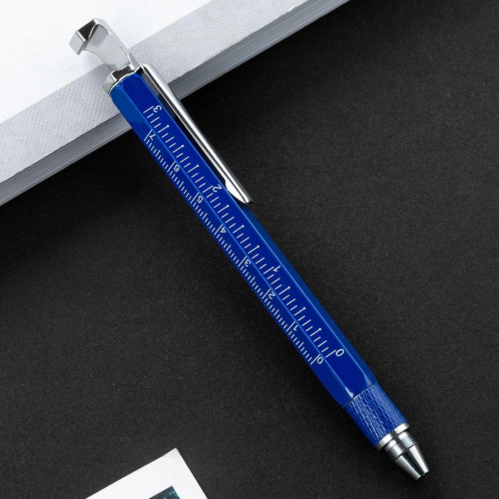 Portable Ballpoint Pen 7 in 1 Measure Technical Ruler Ergonomic Mini Cross Screwdriver Hand Tools
