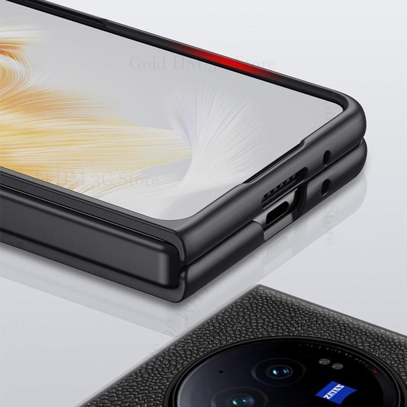 Für Vivo X Fold3 Pro 5G Luxuriöses Leder-Handyhülle für Vivo X Fold 3 Fold2 Holster Stoßfeste Schutz-Flip-Hart-PC-Rückseite