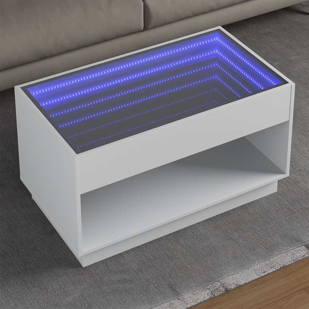 Infinity LED Coffee Table in White 90 x 50 x 50 cm