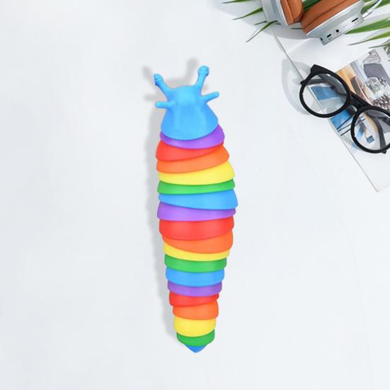 Colorful Caterpillar Fidget Toy Funny Bendable Cute Portable Stress Relief Decompression Kids Adults Slug Sensory Toy Birthday Gift