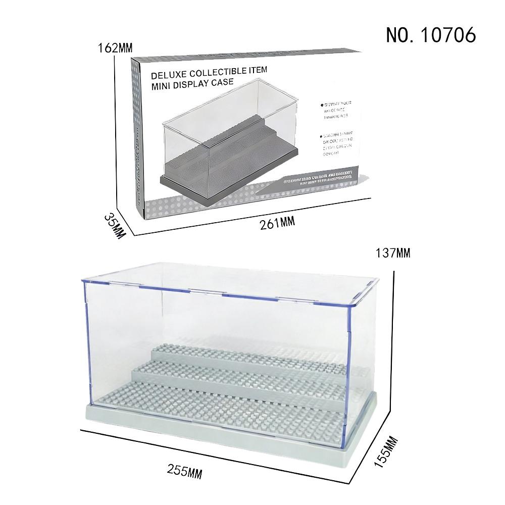 Clear Acrylic Minifigures Display Case Transparent Showcase Stackable Design Dustproof Display Box Movable Steps Large Capacity