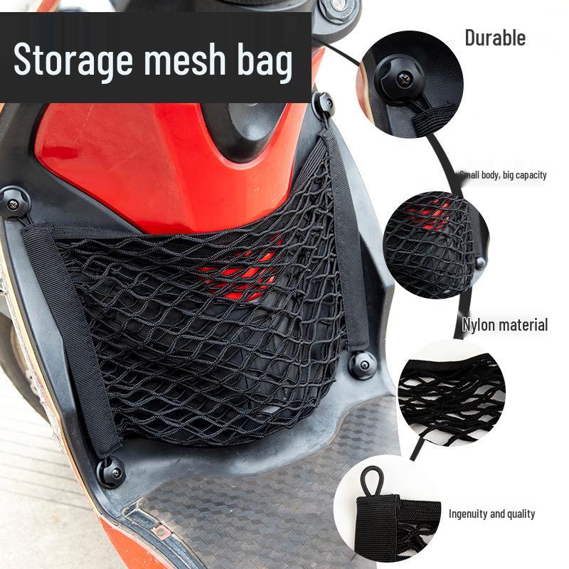 Electric Vehicle Universal Front Storage Mesh Bag - Elastic Organizer for Car Batteries