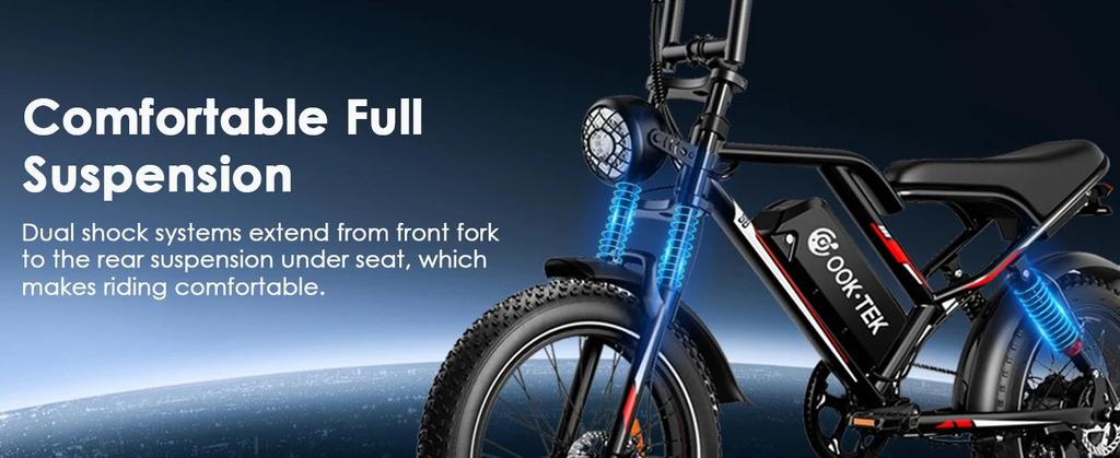 Ebike S8 Electric Bicycle 1000W 48V 17.5AH Ebike, 20-inch X4.0 Electric Tire Electric Urban Mountain Bike