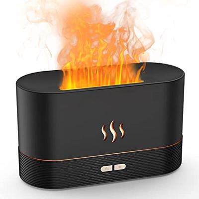 Diffusor für ätherische Öle, LED-Umgebungs-Ultraschall-Luftbefeuchter, tragbares Nachtatmosphärenlicht mit speziellem Flammeneffekt für Zuhause/Büro/Schlafzimmer