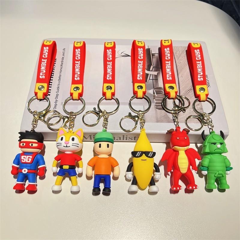 Adorable Cartoon Stumble Guy Keychain Cute Rubber Bag Charm Key Accessory