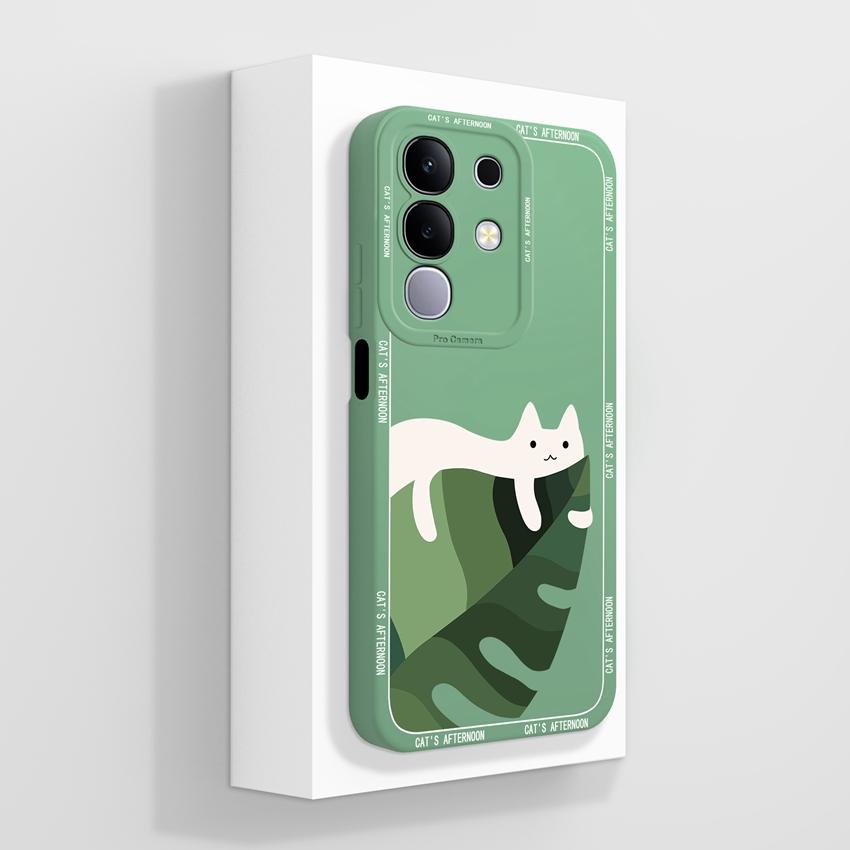 For Vivo T4x T2x T1x V27 V23 Pro V21 V21E V23 V23E V25 V25E V27E Y19E IQOO Z10X Phone Cover Cute Avocado Pattern Liquid Silicone Shell For Vivo Casing