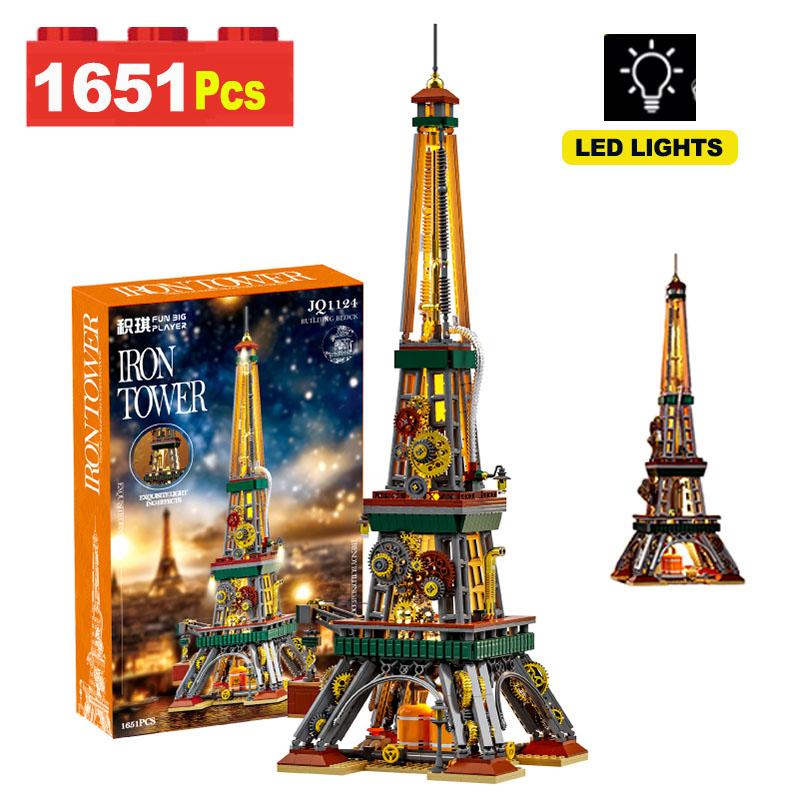 Professional Fishing Unisex City Paris Iron Tower Building Block Moc With Led Lighting Famous Paris Architecture Model Brick Kit Adult Children Toys Gifts