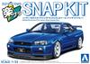 Aoshima Bunka Kyozai Rakupla Snap Kit Nissan R34 Skyline Custom Wheels Scale Plastic Model Kit (AOSHIMA) No. 12CU-BB GT-R (Bayside Blue) 1/32