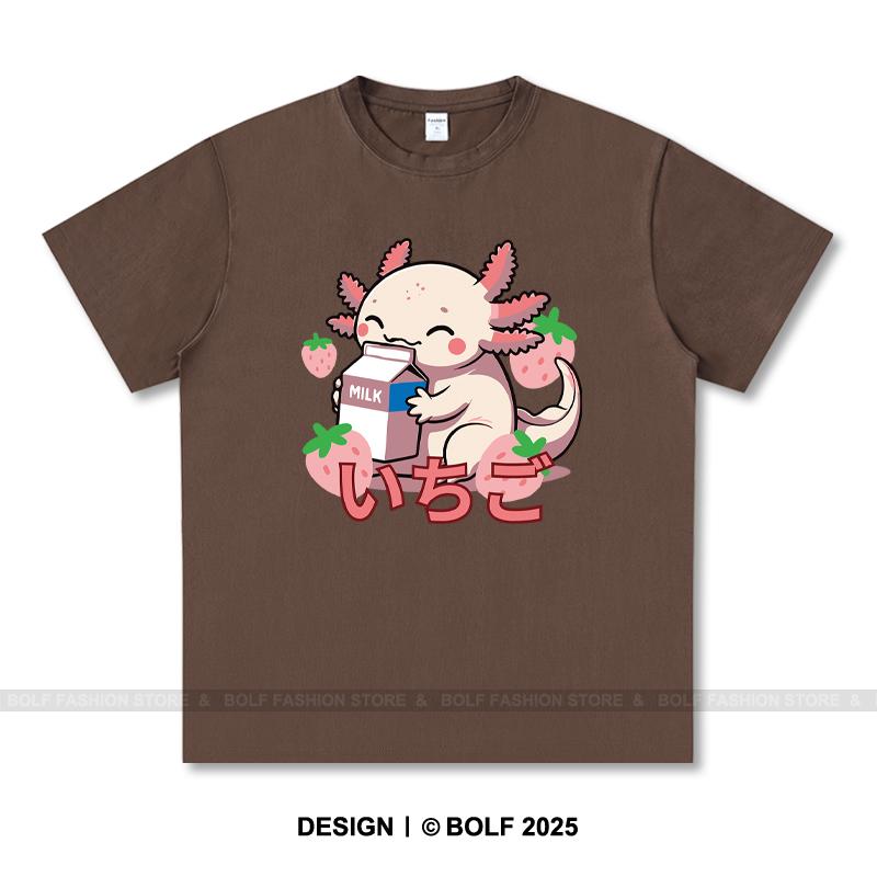 Japanese Kawaii Animal Printed T-Shirt 100% Cotton Oversized Cute Graphic Tees for Men Women Summer Tops Anime Streetwear