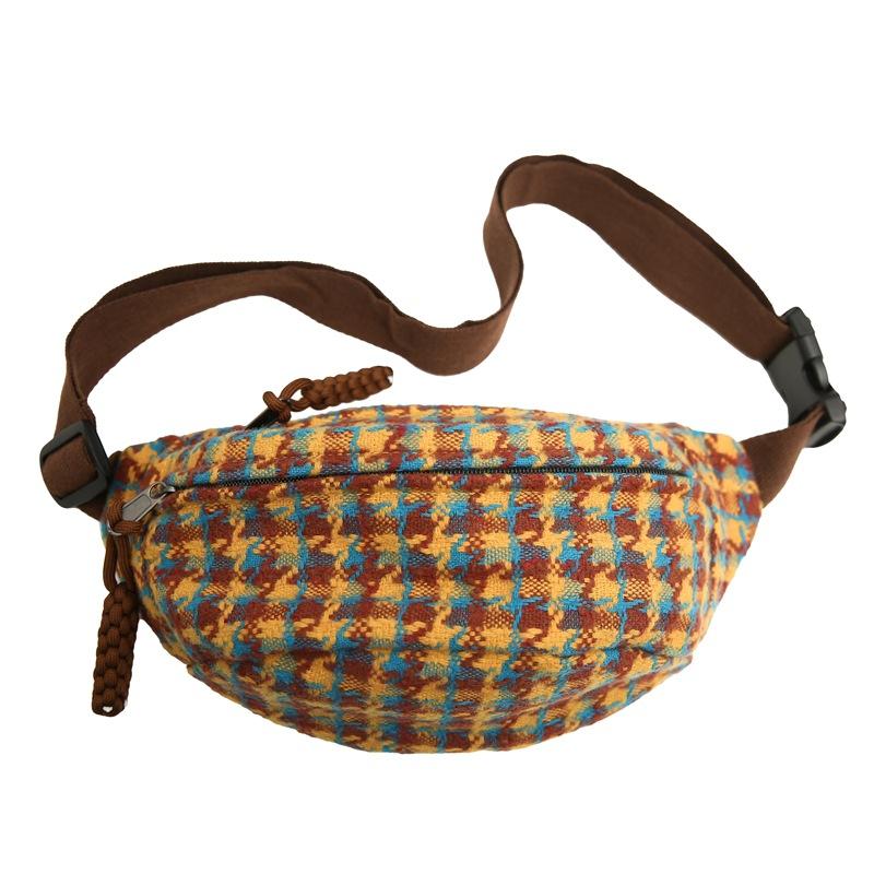 

Нагрудная сумка через плечо женская сумка в клетку легкая поясная сумка жёлтый