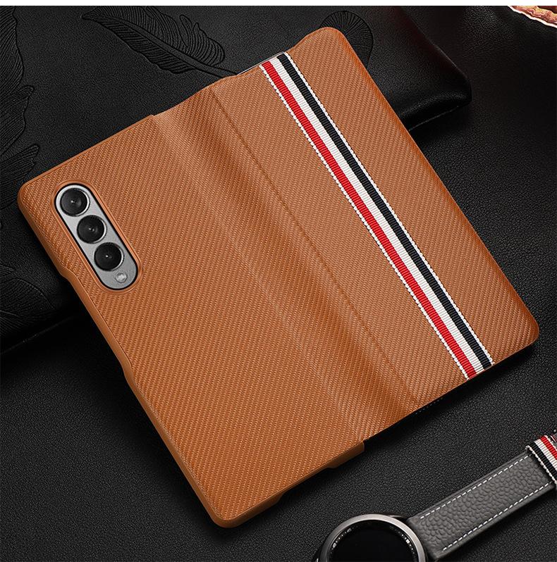 Applicable To Samsung ZFold3 Mobile Phone Case Ultra-thin Carbon Fiber Kevlar Flip Leather Case Limited Edition W22 Protective Case