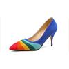 Fashion Summer New Rainbow Mixed Color 8cm High Heel Sandals  Women's French Pointed Shallow Mouth Runway Banquet Wedding Shoes Size 43