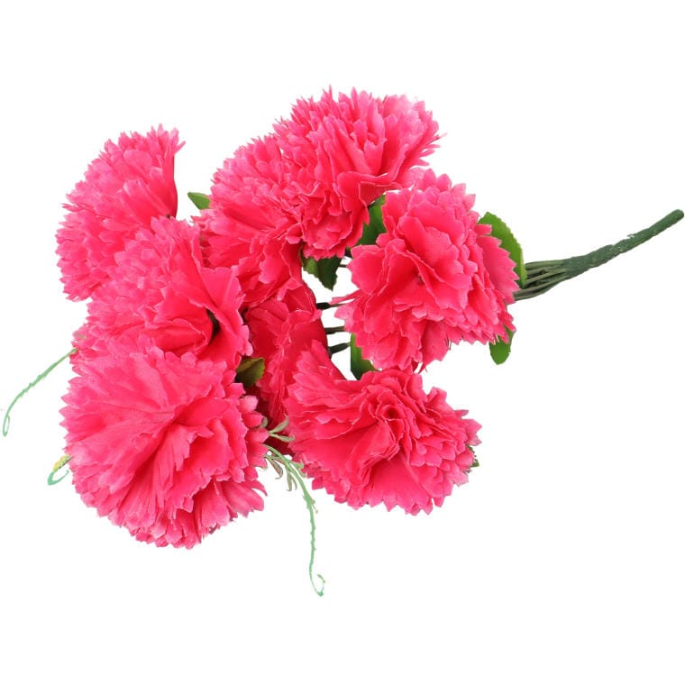 Bouquet of 9 carnations with tendrils, pink
